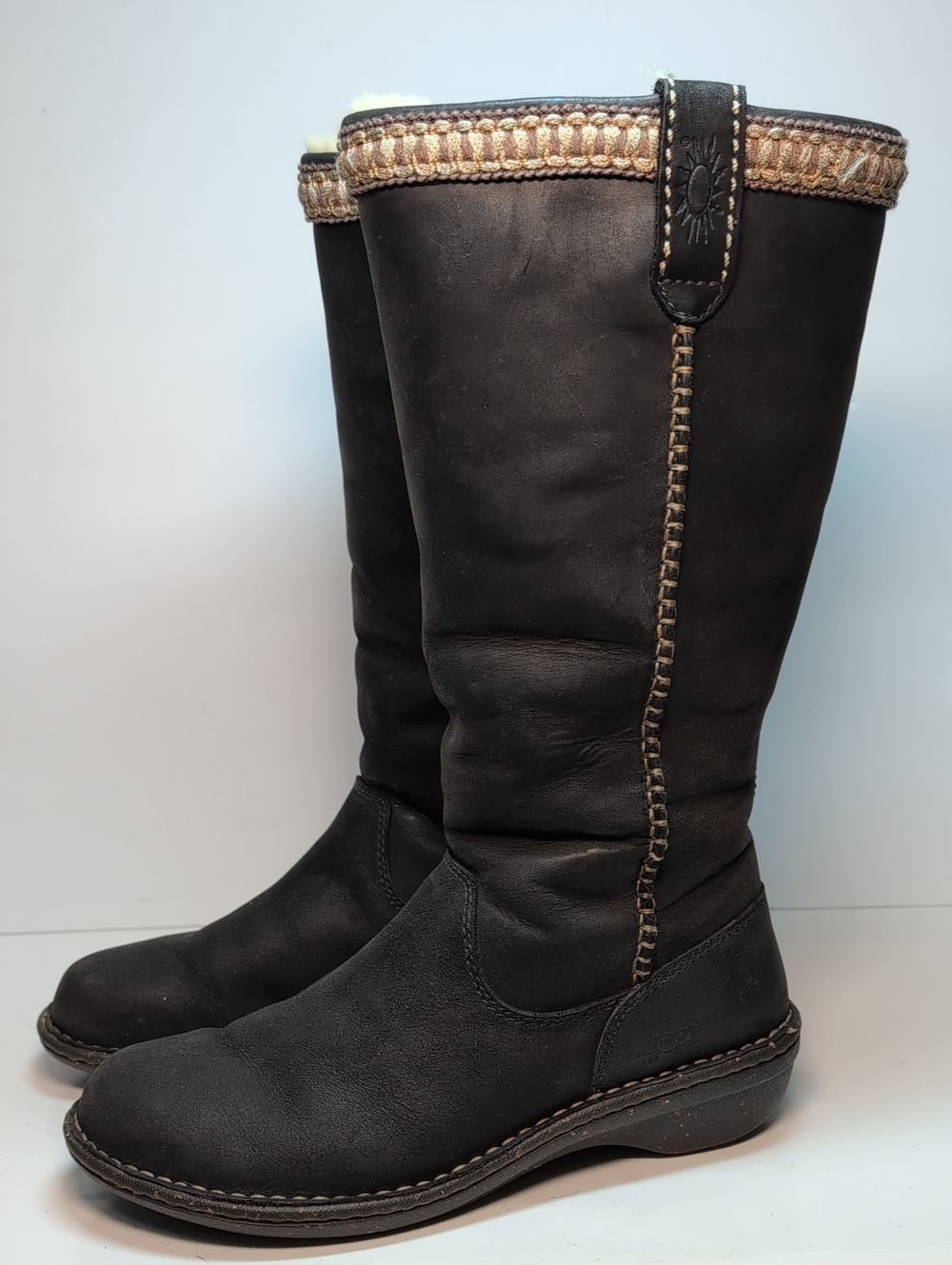 UGG Swell tall mid-calf winter pull-on leather boots women's size 8 EU 39